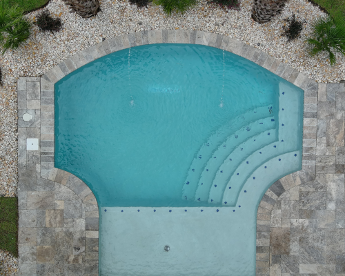 aerial view of outdoor pool