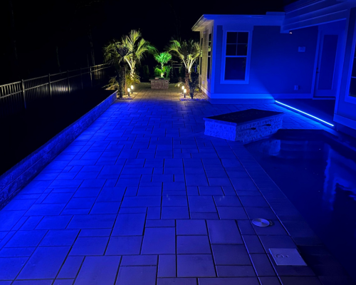 neon blue patio lighting
