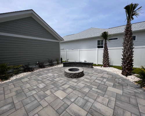 outdoor patio with firepit