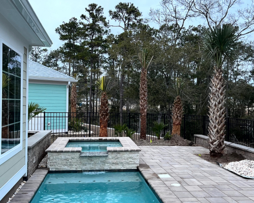 outdoor pool and jacuzzi