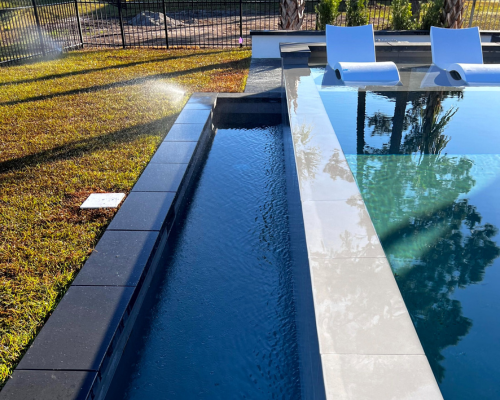 outdoor pool waterfall layers